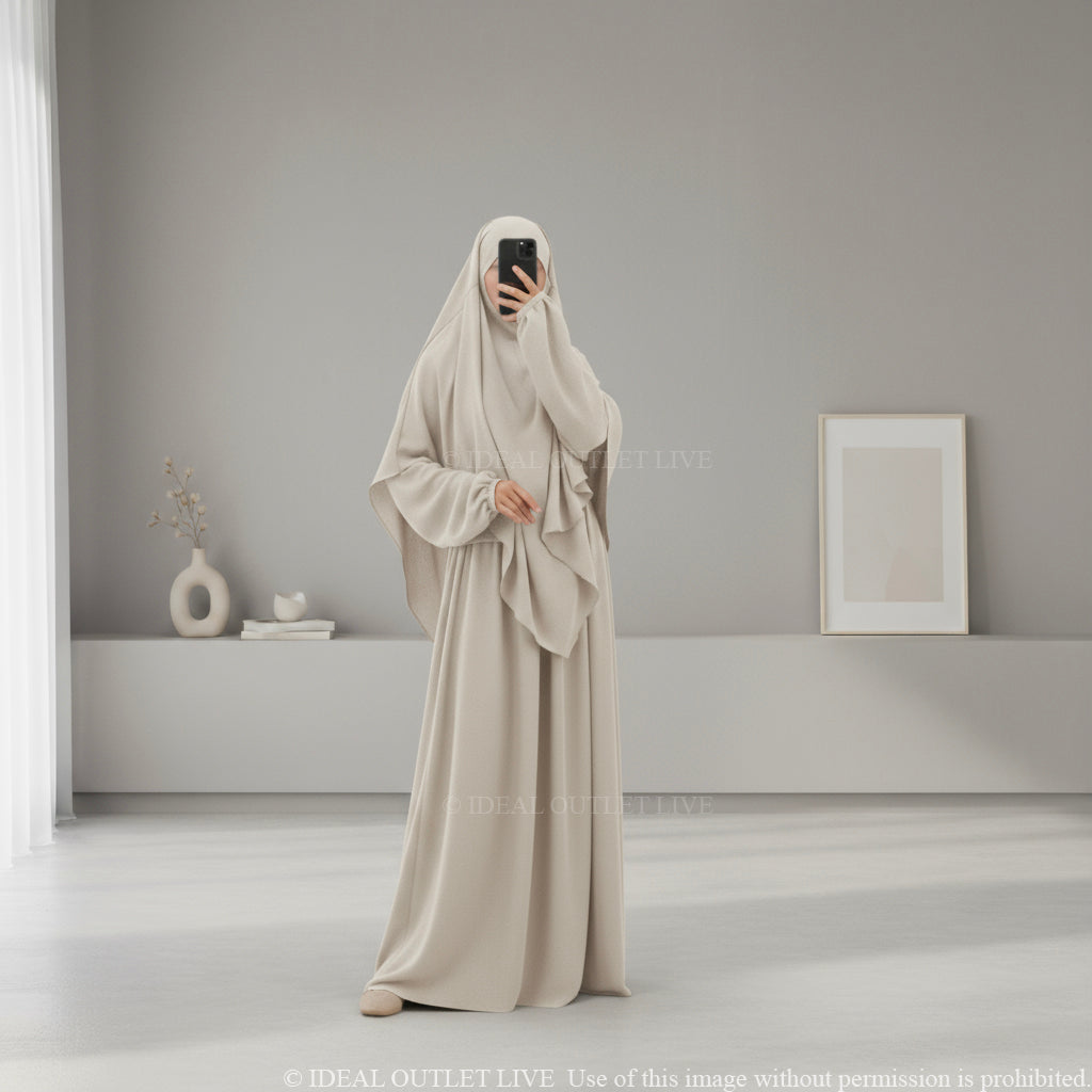 L'Ensemble Infroissable, Abaya Khimar 2 pièces en Tissu Jazz, Mastour et Pratique