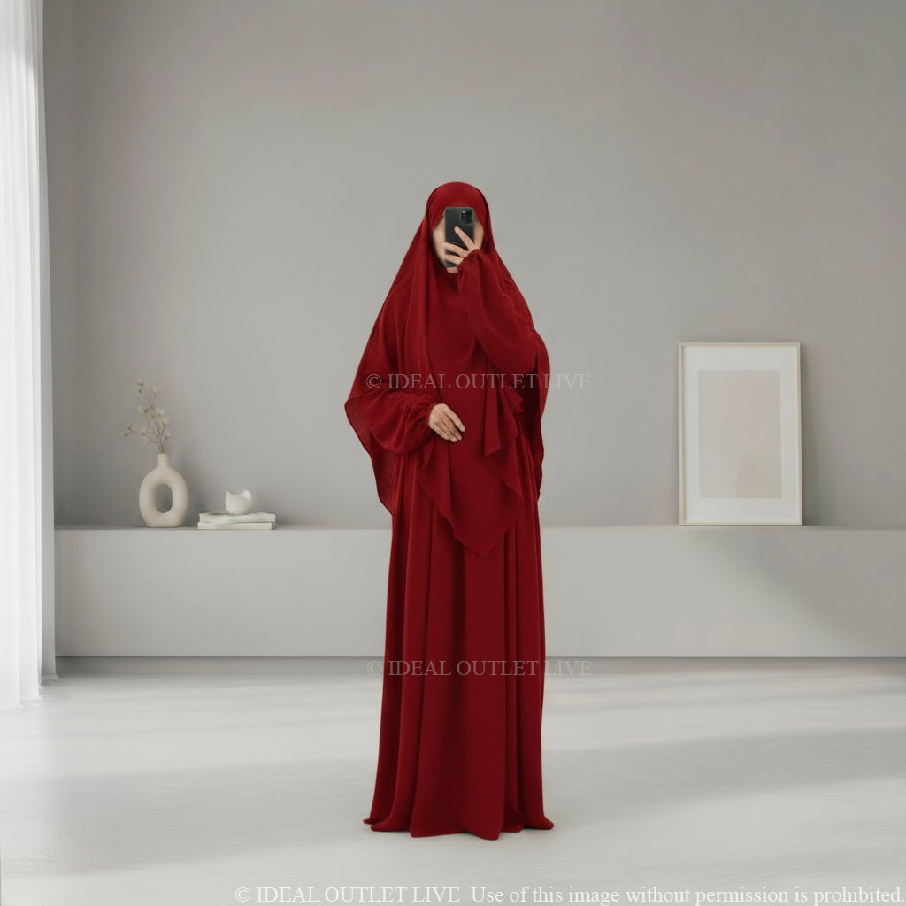 L'Ensemble Infroissable, Abaya Khimar 2 pièces en Tissu Jazz, Mastour et Pratique