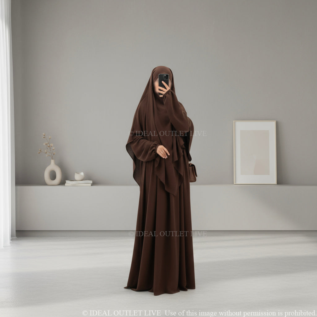 L'Ensemble Infroissable, Abaya Khimar 2 pièces en Tissu Jazz, Mastour et Pratique