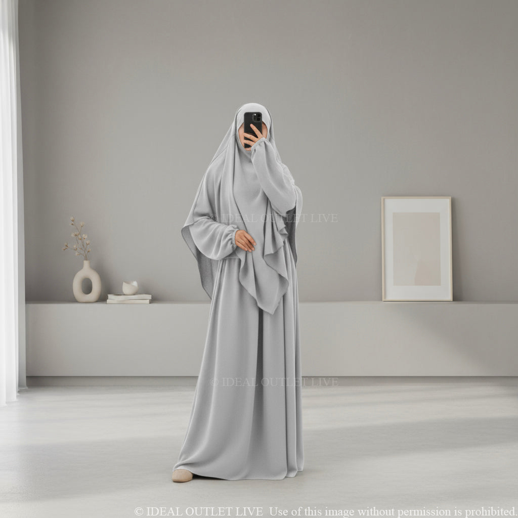 L'Ensemble Infroissable, Abaya Khimar 2 pièces en Tissu Jazz, Mastour et Pratique