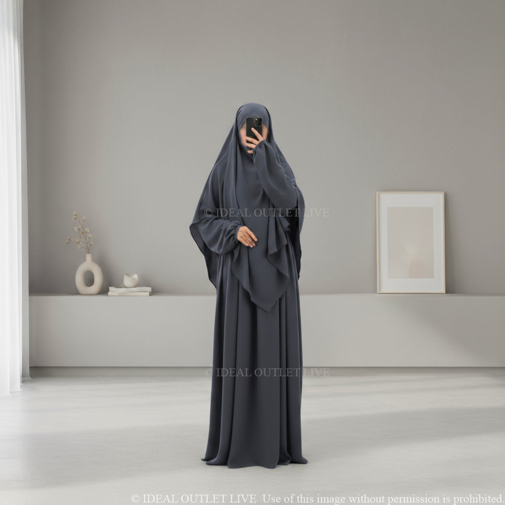 L'Ensemble Infroissable, Abaya Khimar 2 pièces en Tissu Jazz, Mastour et Pratique