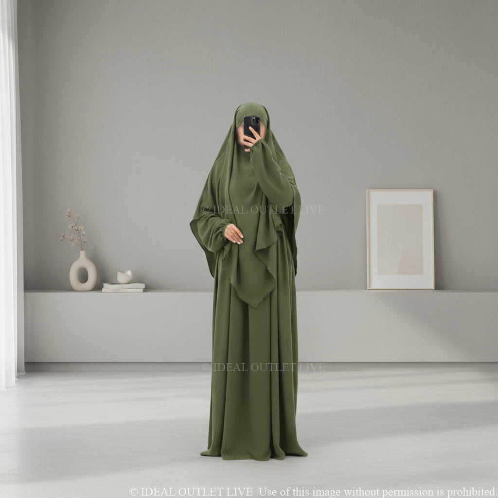 L'Ensemble Infroissable, Abaya Khimar 2 pièces en Tissu Jazz, Mastour et Pratique