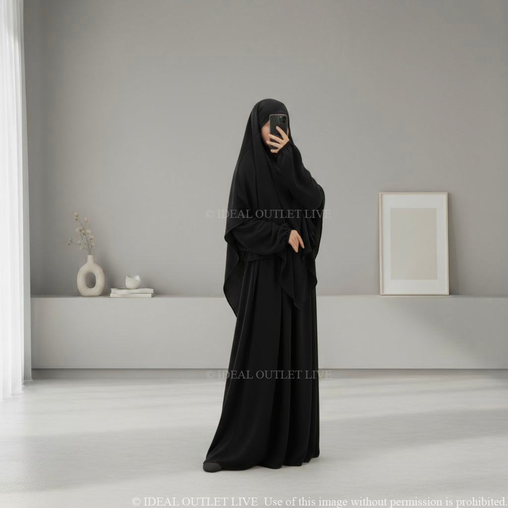 L'Ensemble Infroissable, Abaya Khimar 2 pièces en Tissu Jazz, Mastour et Pratique