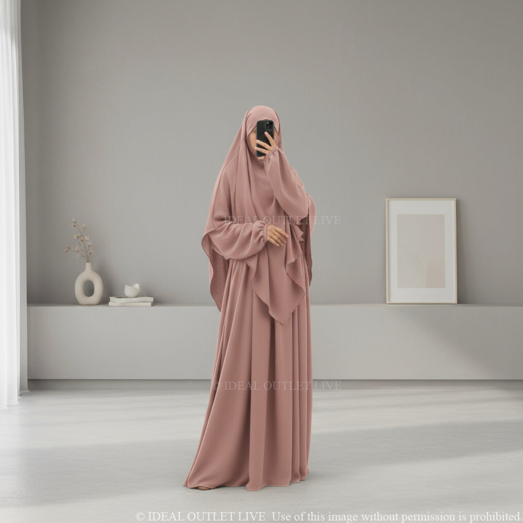 L'Ensemble Infroissable, Abaya Khimar 2 pièces en Tissu Jazz, Mastour et Pratique