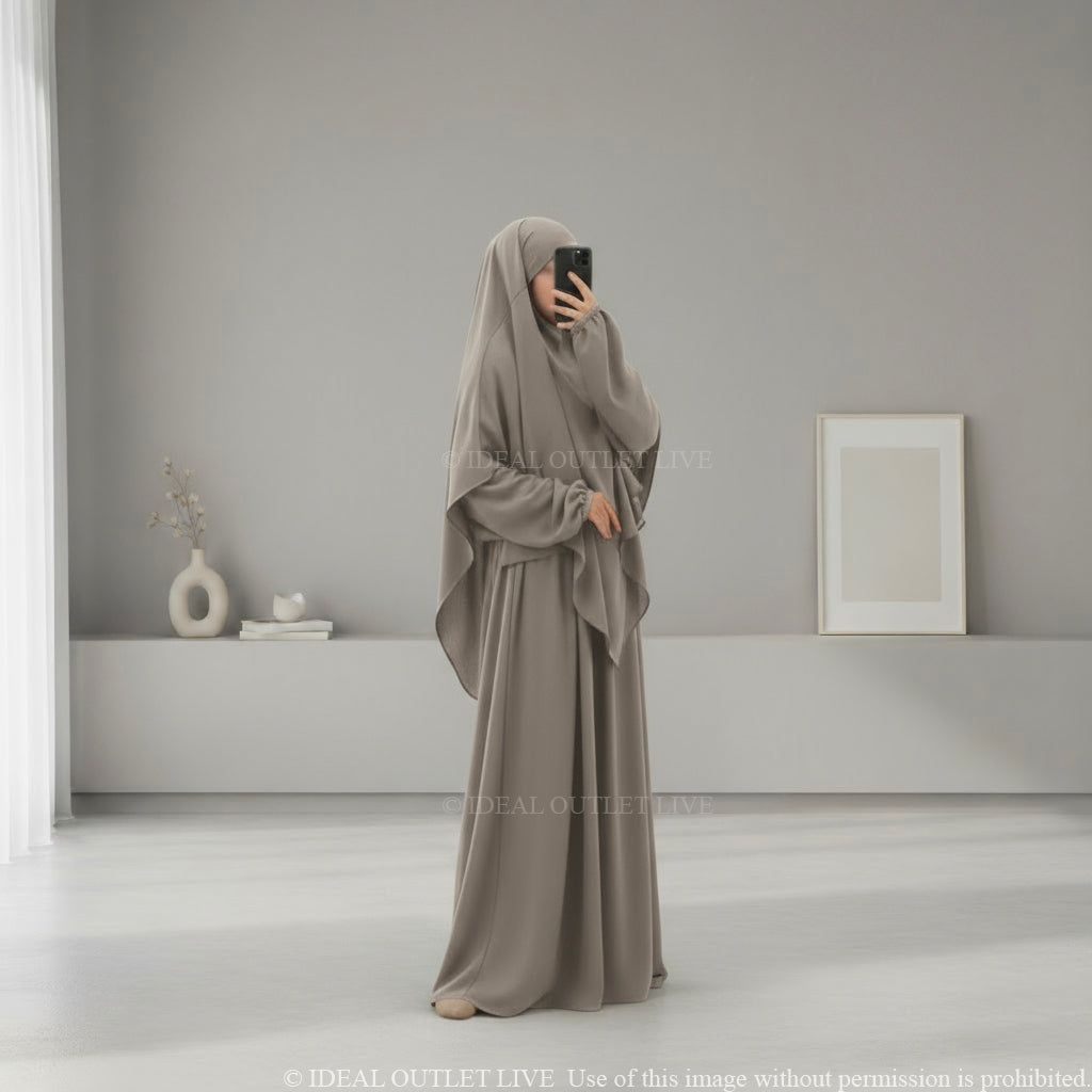 L'Ensemble Infroissable, Abaya Khimar 2 pièces en Tissu Jazz, Mastour et Pratique