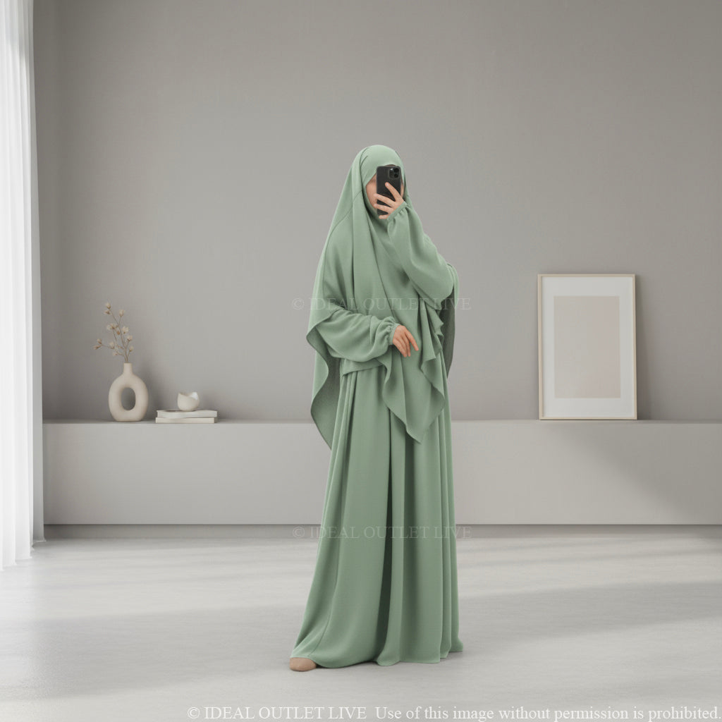 L'Ensemble Infroissable, Abaya Khimar 2 pièces en Tissu Jazz, Mastour et Pratique
