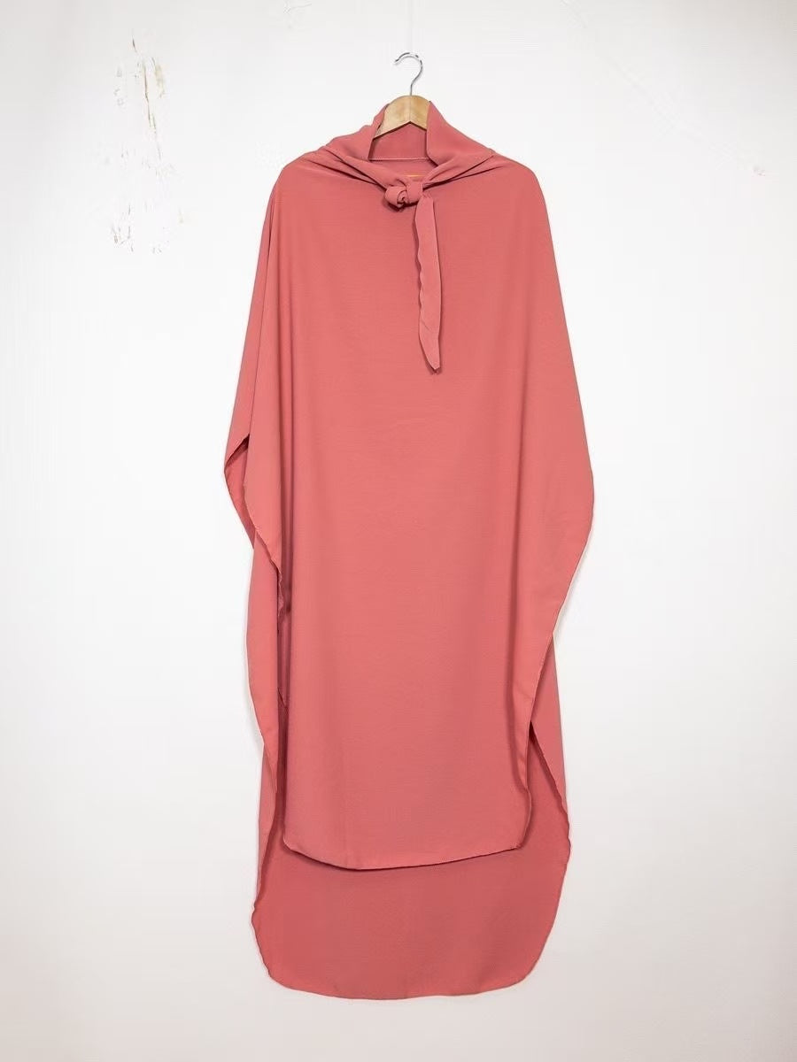 Khrimar soie de médine REF: 2371pk (stock limité) no restock - khimar longue en soie de Médine élégante et confortable