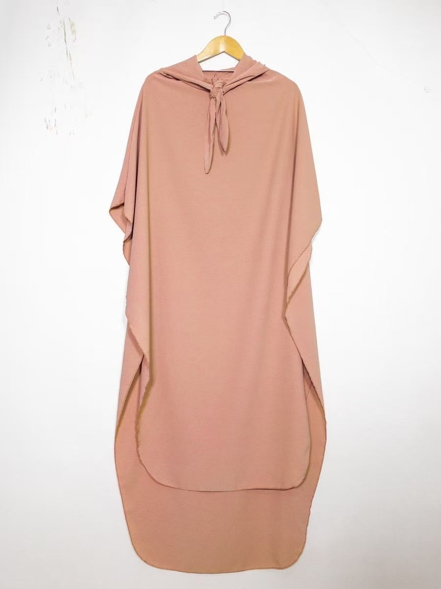 Khrimar soie de médine REF: 2371pk (stock limité) no restock - khimar longue en soie de Médine élégante et confortable