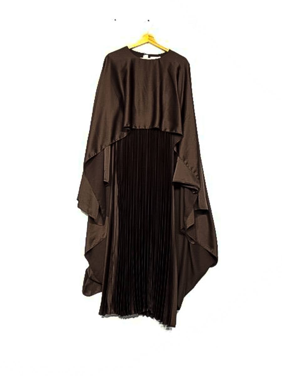 Robe abaya en satin plissés ref:Y102 - Robe abaya en satin plissé élégante et confortable avec une cape longue