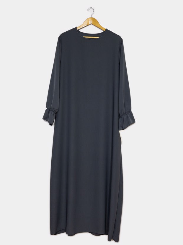 Abaya longue large ref: Ro2316jazz- Abaya Longue Large en jazz manches volantées chic et décontracté