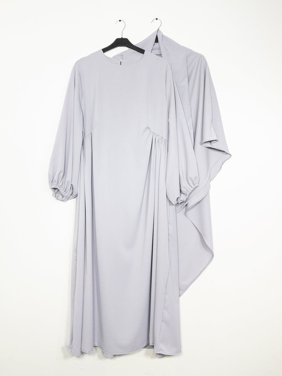 Ensemble 2 pièces en Soie de Médine REF: En2509+2510pk - Abaya + Khimar sobre et raffiné