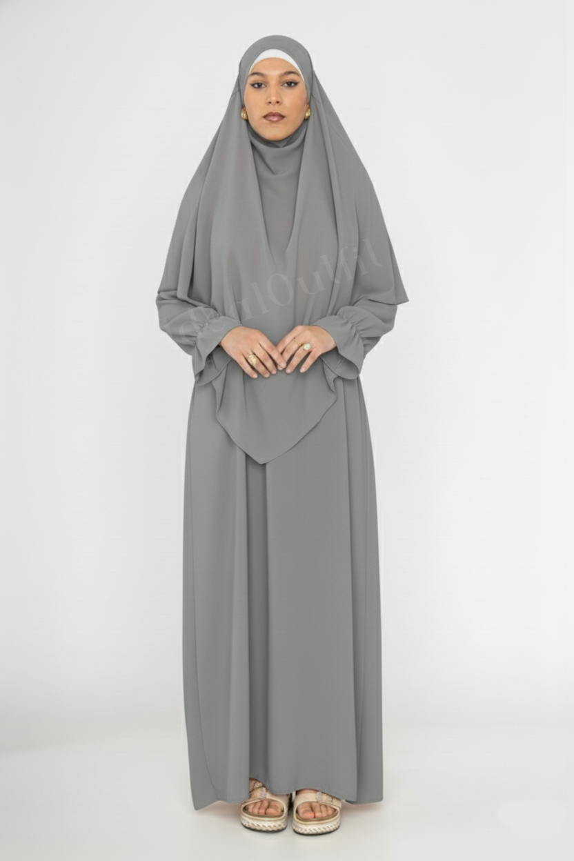 Ensemble Abaya Khimar 2 pièces en Tissu Jazz, ref: 2316+2501jazz
