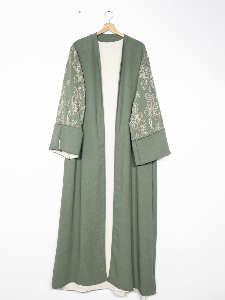 Ensemble 2pcs kimono broderies florales abaya ref:en2511jazz