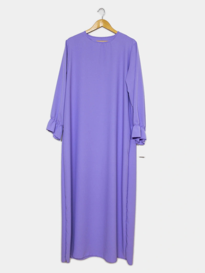 Abaya longue large ref: Ro2316jazz- Abaya Longue Large en jazz manches volantées chic et décontracté