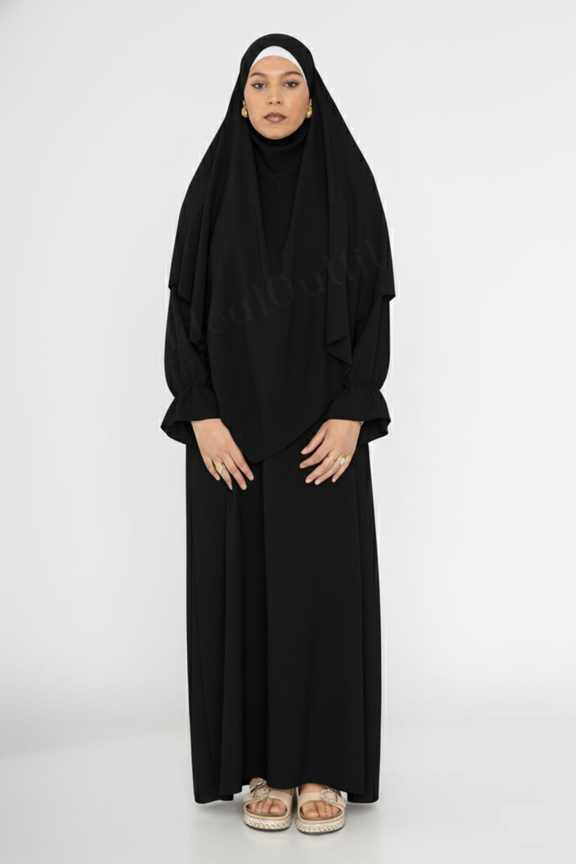 Ensemble Abaya Khimar 2 pièces en Tissu Jazz, ref: 2316+2501jazz