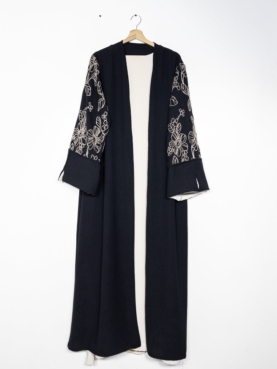 Ensemble 2pcs kimono broderies florales abaya ref:en2511jazz