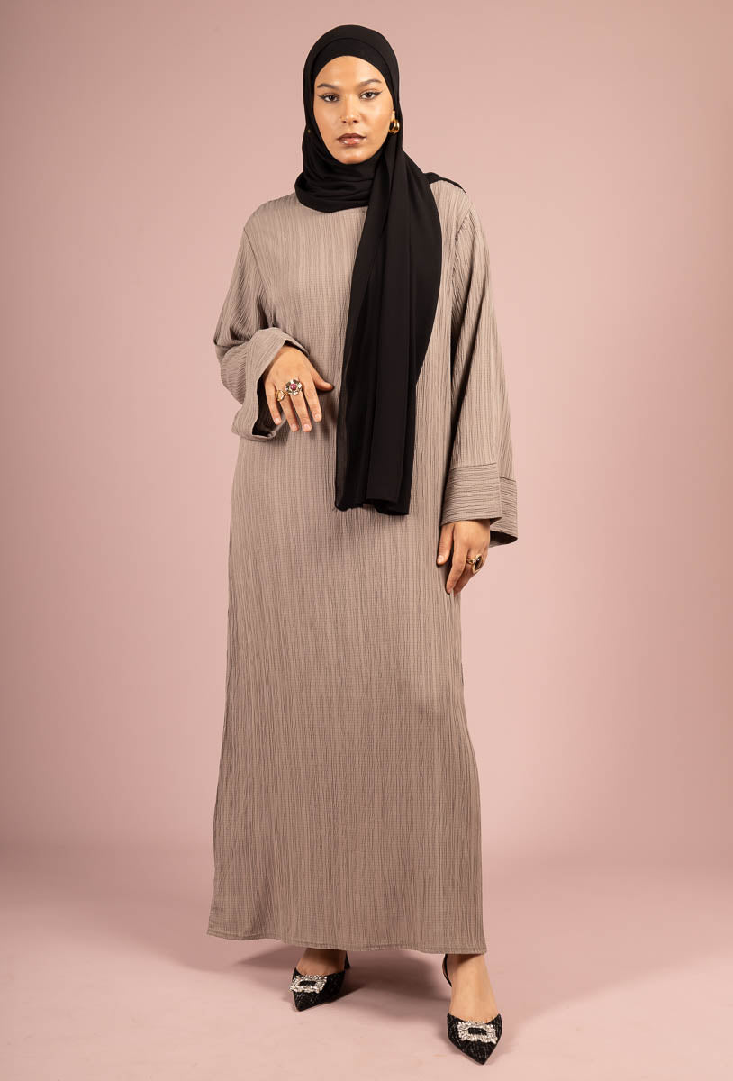 Abaya longue femme REF: Ro2387FF Robe Abaya à Manches Larges tissu texturé hautement durable