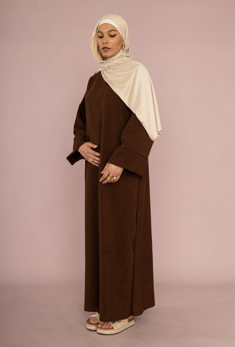 Robe abaya réf RoL2333pk longue pour femme 185cm - coupe ample, manches papillon et élégante