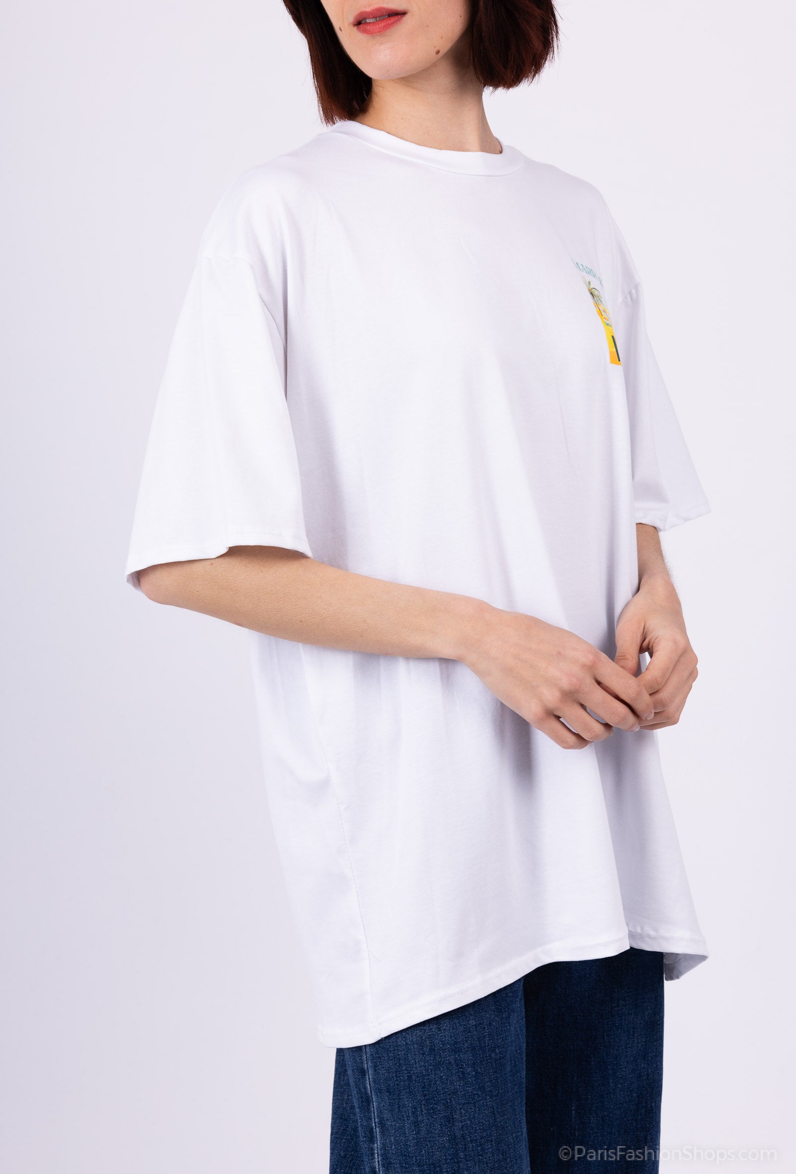 Tee-shirts blancs imprimés pays Marrakech mixtes (jaune)